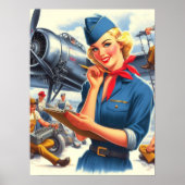 Vintage Airplane Pin-up Poster (Voorkant)