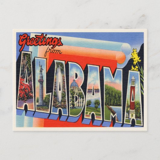 Vintage Alabama Briefkaart (Voorkant)