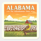 Vintage Alabama Vierkante Sticker (Voorkant)