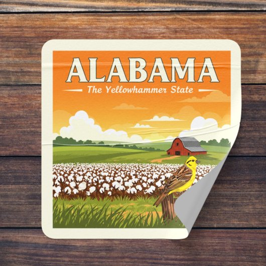 Vintage Alabama Vierkante Sticker
