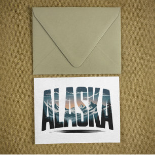 Vintage Alaska Outdoor Avontuur Lettering Briefkaart