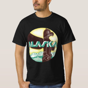 Vintage Alaska Reis Totempaal Adelaar Vogel T-shirt