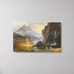 Vintage Albert Bierstadt Indians Spear Vist Canvas Afdruk