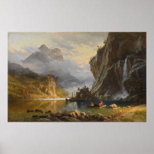 Vintage Albert Bierstadt Indians Spear Vist Poster