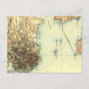 Vintage Alcatraz San Francisco Map Briefkaart