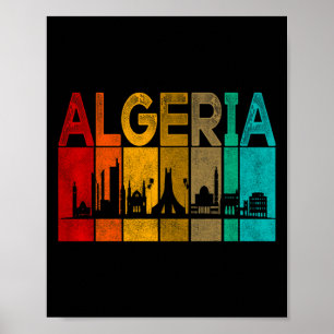 Vintage Algerije Ik hou van Algerije Kaart Algerij Poster