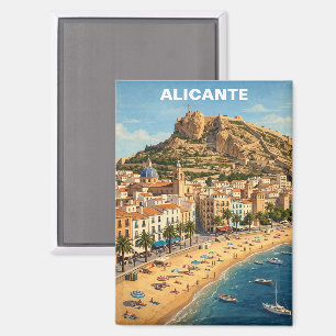Vintage Alicante Spanje Vakantie Reizen Magneet
