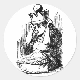 Vintage Alice in Wonderland, Alice met Koninginnen Ronde Sticker