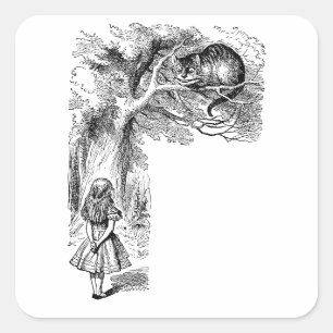 Vintage Alice in Wonderland, Cheshire Kat Vierkante Sticker