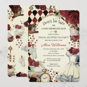 Vintage Alice in Wonderland Rode Roos Bruidsmeisje Kaart