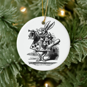 Vintage Alice in Wonderland Witte Konijn als herau Keramisch Ornament