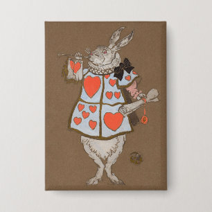 Vintage Alice in Wonderland Witte Konijn Heraldiek Button