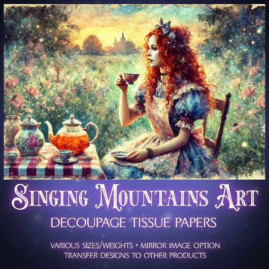 Vintage Alice Teatime Daydream Decoupage Tissuepapier