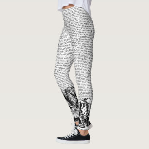 Vintage Alice Text en het Zwarte Wit van de Grens Leggings