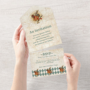 Vintage Alice White Rabbit tout en une invitation