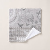 Vintage Alice Wonderland Découpage gris (Gant de toilette)