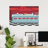 Vintage All American Diner Poster (Thuiskantoor)