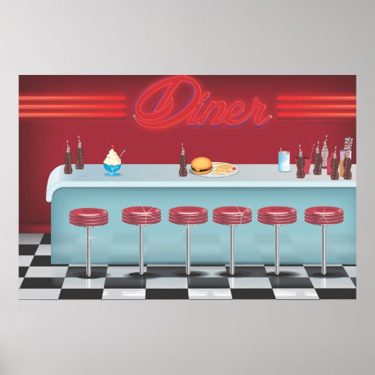 Vintage All American Diner Poster (Voorkant)