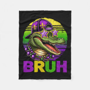 Vintage Alligator Bruh Mardi Gras-shirts voor mann Fleece Deken