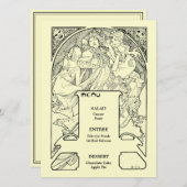 Vintage Alphonse Mucha Art Nouveau Mariage Menu (Devant / Derrière)