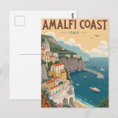 Vintage Amalfi Coast Travel Briefkaart (Voorkant / Achterkant)