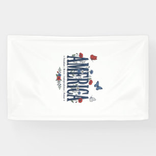 Vintage America Bloem Vlinder Patriottisch Shirt_1 Spandoek
