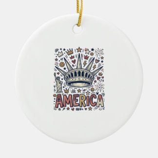 Vintage America Liberty Crown Patriottisch T-shirt Keramisch Ornament