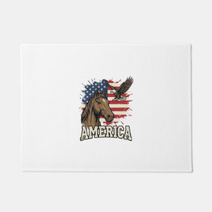 Vintage America Paard Adelaar Patriottisch Vectoro Deurmat