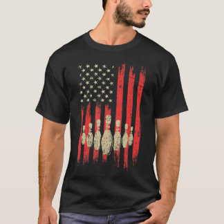 Vintage American Flag Bowling Pins  Patriotic Bowl T-shirt