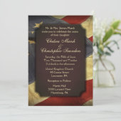 Vintage American Flag Texte Mariages Invitations (Debout devant)