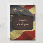 Vintage American Flag Texte Mariages Invitations (Dos)