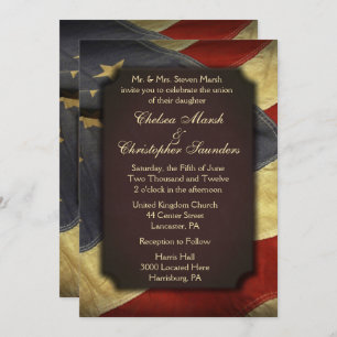Vintage American Flag Texte Mariages Invitations