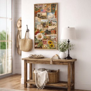 Vintage Americana Boerderij Homestead Collage Perfect Poster