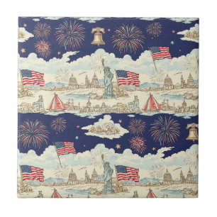 Vintage Americana Vuurwerk Scène (1) Tegeltje