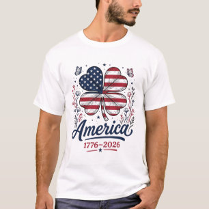 Vintage Amerika 1776 2026 Patriottische Klaver Shi T-shirt