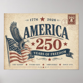 Vintage Amerika 250 Jaar Vrijheid Poster