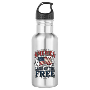 Vintage Amerika Land Van De Vrijheid Patriottisch  Waterfles
