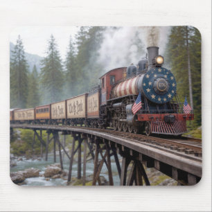 Vintage Amerikaanse Patriottische Trein op een Tra Muismat