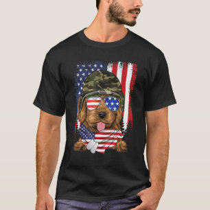 Vintage Amerikaanse Vlag 4 juli Poedel Veteranen H T-shirt