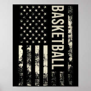 Vintage Amerikaanse vlag basketbal premium  Poster