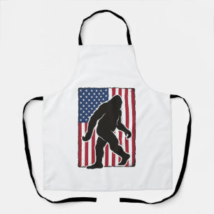 Vintage Amerikaanse Vlag Bigfoot Silhouet Vector A Schort