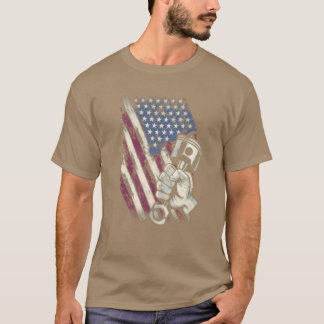 Vintage Amerikaanse vlag Diesel Spierauto monteur T-shirt