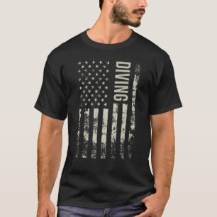 Vintage Amerikaanse Vlag Duiken T-shirt