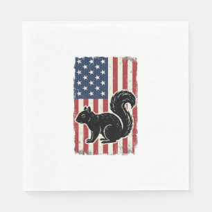 Vintage Amerikaanse Vlag Eekhoorn Patriottisch Shi Servet