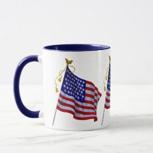 Vintage Amerikaanse vlag in patriottisch rood, wit Mok