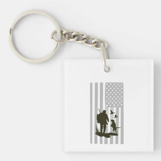 Vintage Amerikaanse vlag jachtsilhouet buiten Sleutelhanger