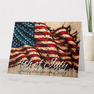 Vintage Amerikaanse vlag kunst voor 4 juli Bedankkaart