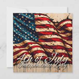 Vintage Amerikaanse vlag kunst voor 4 juli Notitiekaartje