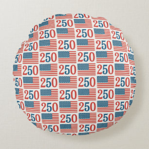 Vintage Amerikaanse vlag kussen. Patriottisch 1776 Rond Kussen
