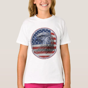 Vintage Amerikaanse vlag met adelaar in distressed T-shirt